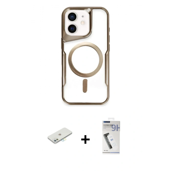 MARSİLYAN™- iPhone 11 Kılıf Yadigar Klasik Özel Seri - Şeffaf Uv Polymer Nano Ekran Koruyucu + Renkli Kamera Lens Koruma Cam - SI