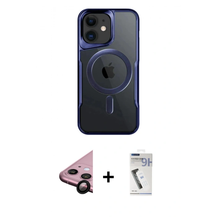 MARSİLYAN™- iPhone 11 Kılıf Yadigar Klasik Özel Seri - Şeffaf Uv Polymer Nano Ekran Koruyucu + Siyah Raze Metal Kamera Lens