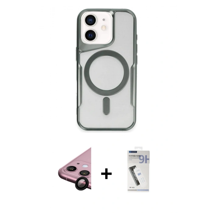 MARSİLYAN™- iPhone 11 Kılıf Yadigar Klasik Özel Seri - Şeffaf Uv Polymer Nano Ekran Koruyucu + Siyah Raze Metal Kamera Lens