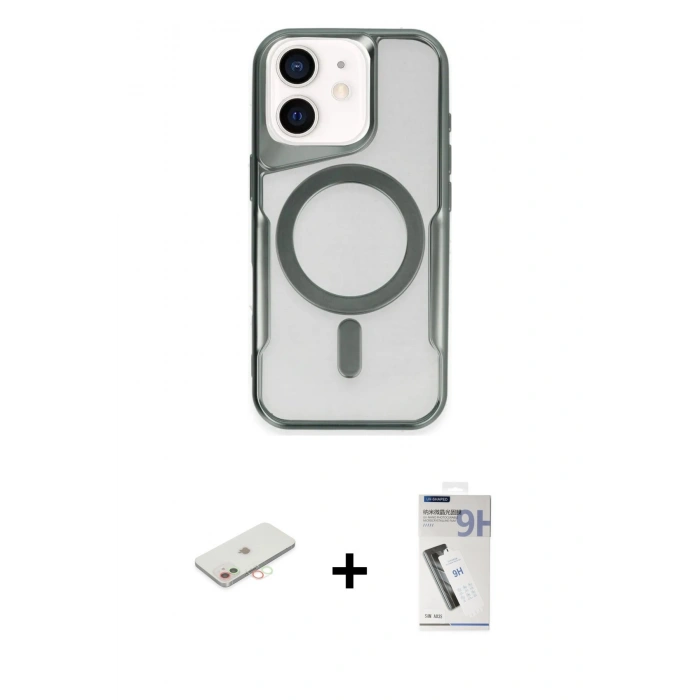 MARSİLYAN™- iPhone 11 Kılıf Yadigar Klasik Özel Seri - Şeffaf Uv Polymer Nano Ekran Koruyucu + Yeşil Renkli Kamera Lens Koruma Cam