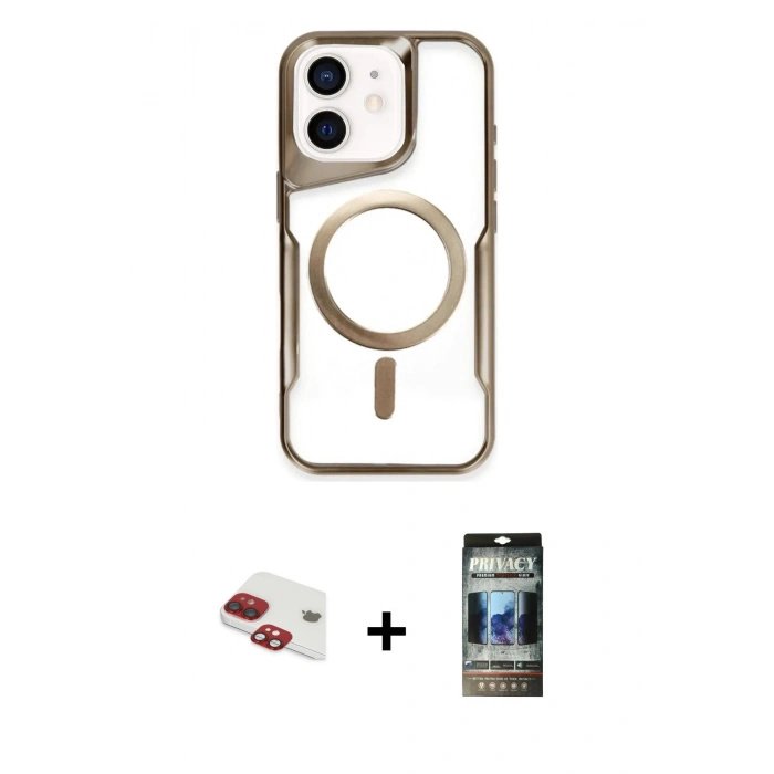 MARSİLYAN™- iPhone 11 Kılıf Yadigar Klasik Özel Seri - Siyah 34D Hayalet Izgaralı Cam + Pers Alüminyum Kamera Lens - KI