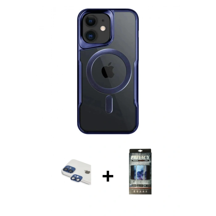 MARSİLYAN™- iPhone 11 Kılıf Yadigar Klasik Özel Seri - Siyah 34D Hayalet Izgaralı Cam + Pers Alüminyum Kamera Lens - LT