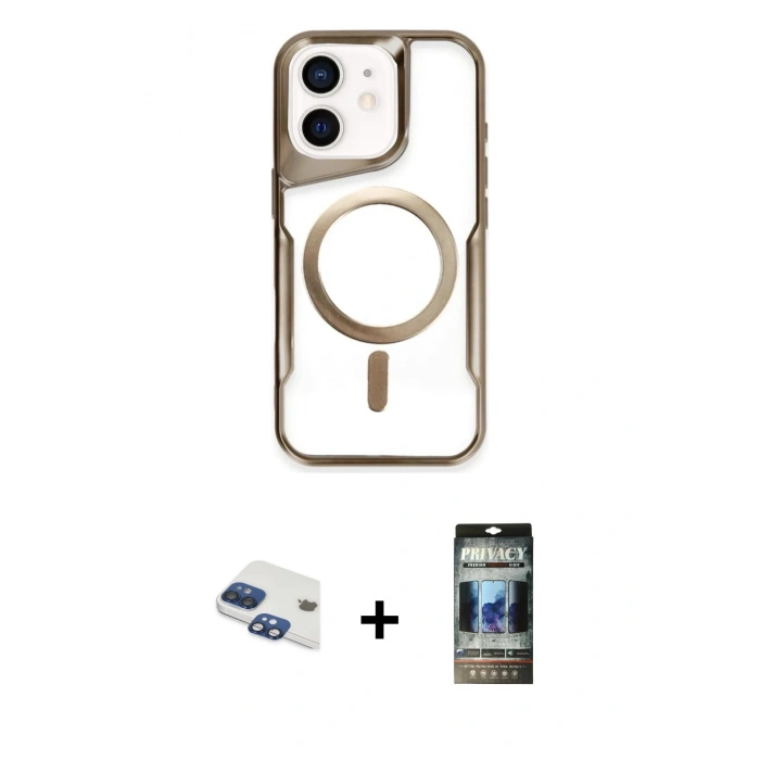 MARSİLYAN™- iPhone 11 Kılıf Yadigar Klasik Özel Seri - Siyah 34D Hayalet Izgaralı Cam + Pers Alüminyum Kamera Lens - LT