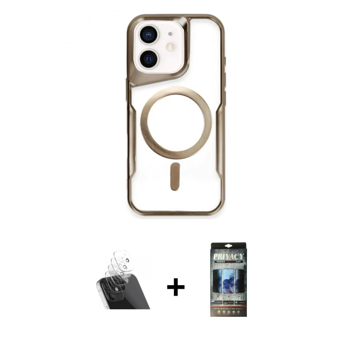 MARSİLYAN™- iPhone 11 Kılıf Yadigar Klasik Özel Seri - Siyah 34D Hayalet Izgaralı Cam + Kamera Lens Koruma Cam - SF