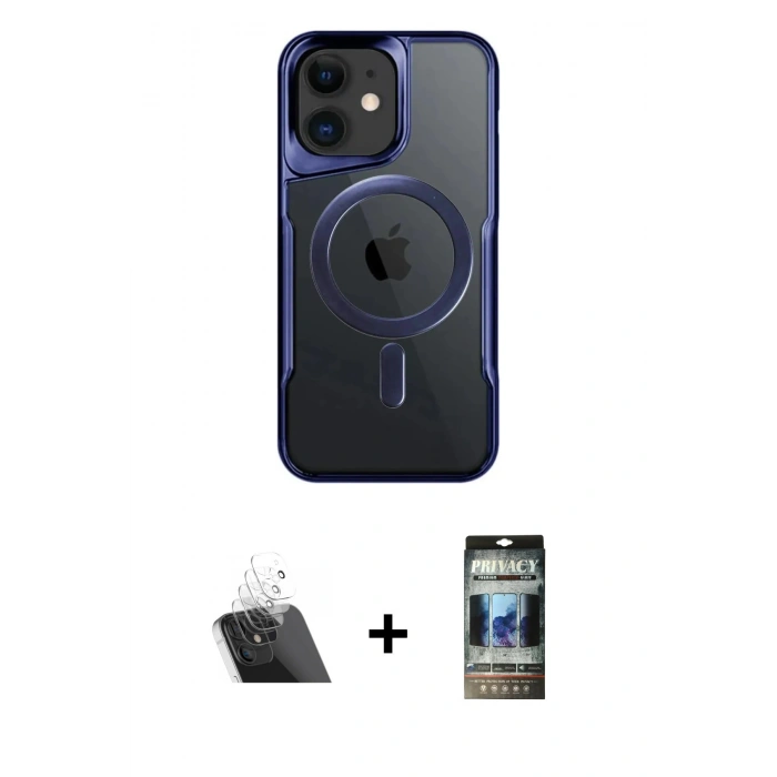 MARSİLYAN™- iPhone 11 Kılıf Yadigar Klasik Özel Seri - Siyah 34D Hayalet Izgaralı Cam + Kamera Lens Koruma Cam - SF