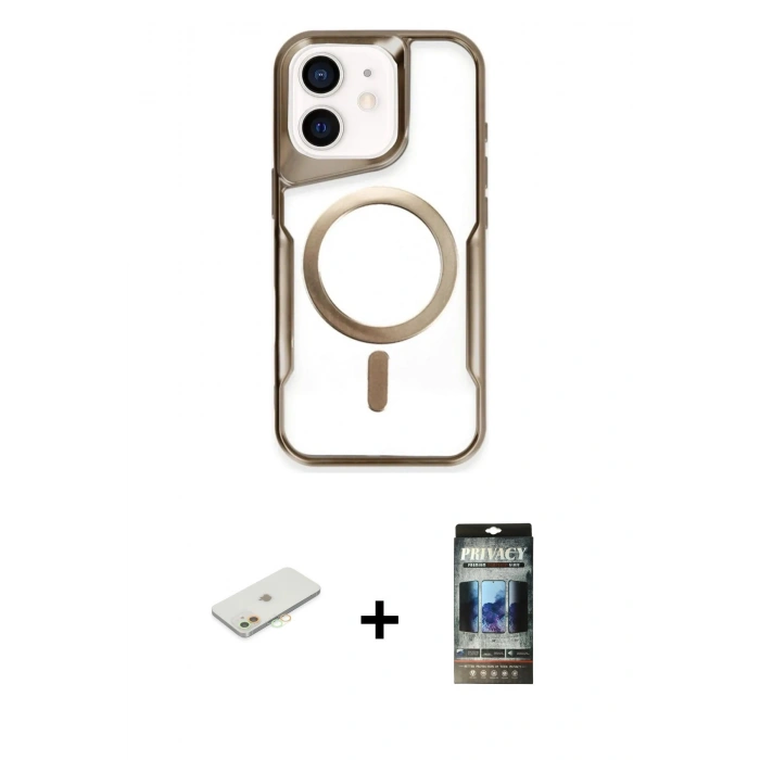 MARSİLYAN™- iPhone 11 Kılıf Yadigar Klasik Özel Seri - Siyah 34D Hayalet Izgaralı Cam + Renkli Kamera Lens Koruma Cam - TU