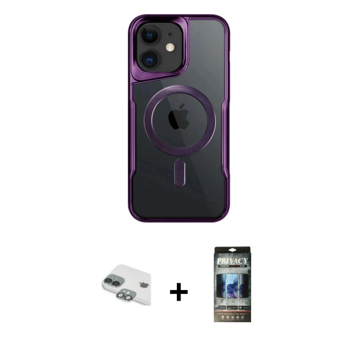 MARSİLYAN™- iPhone 11 Kılıf Yadigar Klasik Özel Seri - Siyah 34D Hayalet Izgaralı Cam + Yeşil Pers Alüminyum Kamera Lens