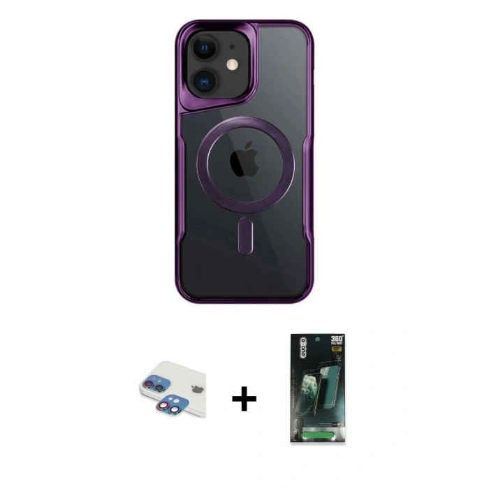 MARSİLYAN™- iPhone 11 Kılıf Yadigar Klasik Özel Seri - Siyah 360 Mat Full Body Arka Koruyucu + Pers Alüminyum Kamera Lens - GI