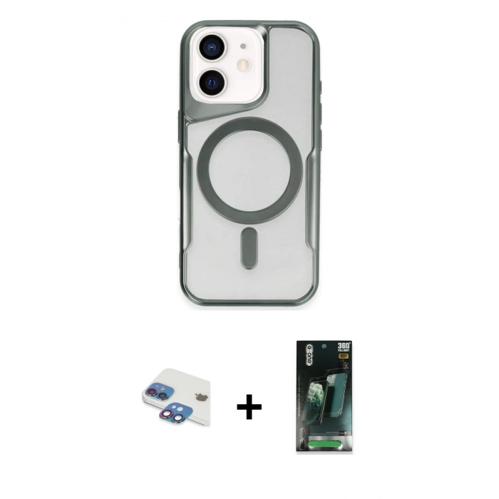 MARSİLYAN™- iPhone 11 Kılıf Yadigar Klasik Özel Seri - Siyah 360 Mat Full Body Arka Koruyucu + Pers Alüminyum Kamera Lens - GI