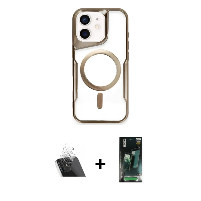 MARSİLYAN™- iPhone 11 Kılıf Yadigar Klasik Özel Seri - Siyah 360 Mat Full Body Arka Koruyucu + Kamera Lens Koruma Cam - SF