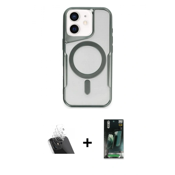 MARSİLYAN™- iPhone 11 Kılıf Yadigar Klasik Özel Seri - Siyah 360 Mat Full Body Arka Koruyucu + Kamera Lens Koruma Cam - SF