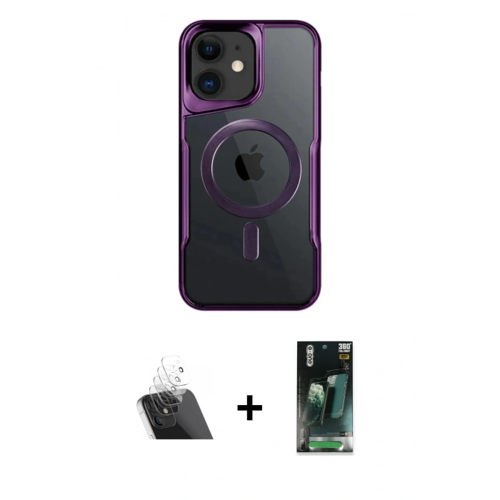 MARSİLYAN™- iPhone 11 Kılıf Yadigar Klasik Özel Seri - Siyah 360 Mat Full Body Arka Koruyucu + Kamera Lens Koruma Cam - SF