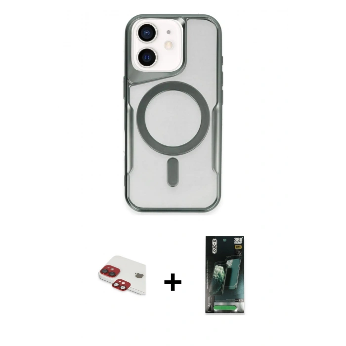 MARSİLYAN™- iPhone 11 Kılıf Yadigar Klasik Özel Seri - Siyah 360 Mat Full Body Arka Koruyucu + Pers Alüminyum Kamera Lens - KI