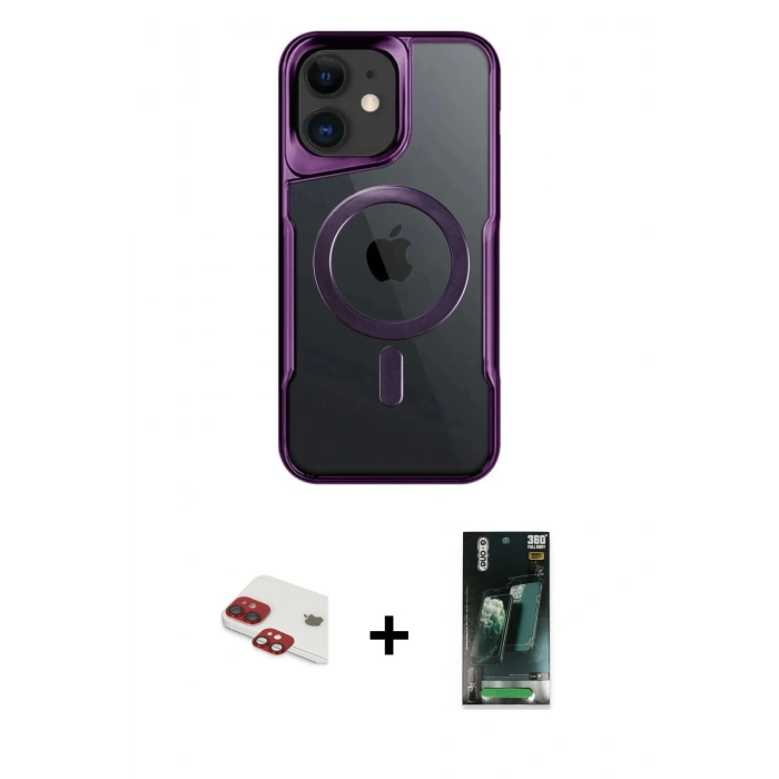 MARSİLYAN™- iPhone 11 Kılıf Yadigar Klasik Özel Seri - Siyah 360 Mat Full Body Arka Koruyucu + Pers Alüminyum Kamera Lens - KI