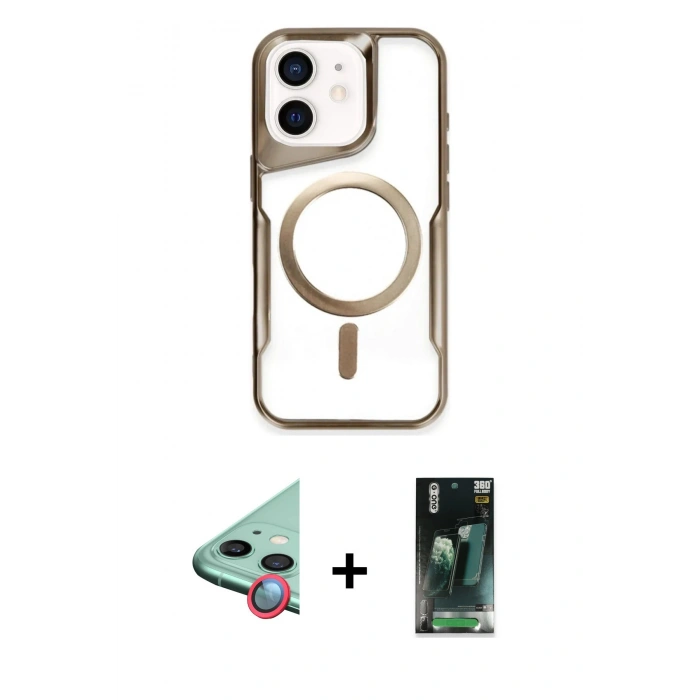 MARSİLYAN™- iPhone 11 Kılıf Yadigar Klasik Özel Seri - Siyah 360 Mat Full Body Arka Koruyucu + Raze Metal Kamera Lens - KI