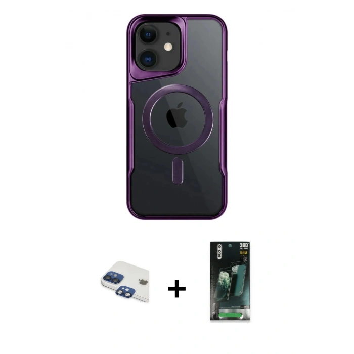 MARSİLYAN™- iPhone 11 Kılıf Yadigar Klasik Özel Seri - Siyah 360 Mat Full Body Arka Koruyucu + Pers Alüminyum Kamera Lens - LT