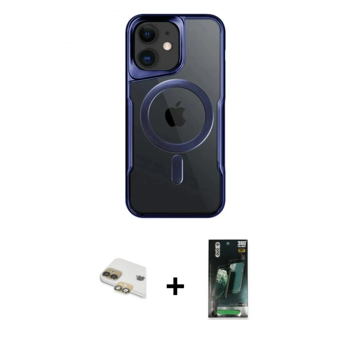 MARSİLYAN™- iPhone 11 Kılıf Yadigar Klasik Özel Seri - Siyah 360 Mat Full Body Arka Koruyucu + Pers Alüminyum Kamera Lens - GD
