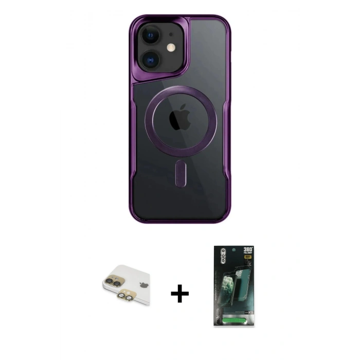 MARSİLYAN™- iPhone 11 Kılıf Yadigar Klasik Özel Seri - Siyah 360 Mat Full Body Arka Koruyucu + Pers Alüminyum Kamera Lens - GD