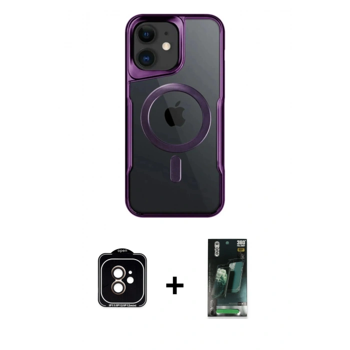 MARSİLYAN™- iPhone 11 Kılıf Yadigar Klasik Özel Seri - Siyah 360 Mat Full Body Arka Koruyucu + PVD Metal Kamera Lens - TU
