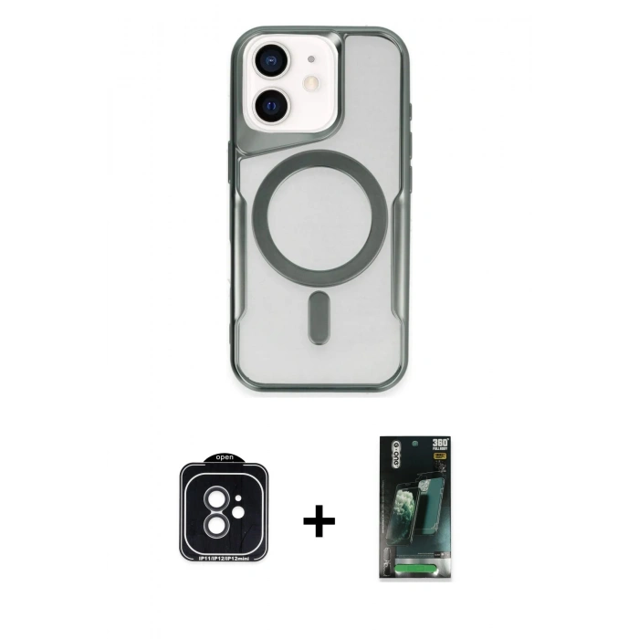 MARSİLYAN™- iPhone 11 Kılıf Yadigar Klasik Özel Seri - Siyah 360 Mat Full Body Arka Koruyucu + PVD Metal Kamera Lens - SH