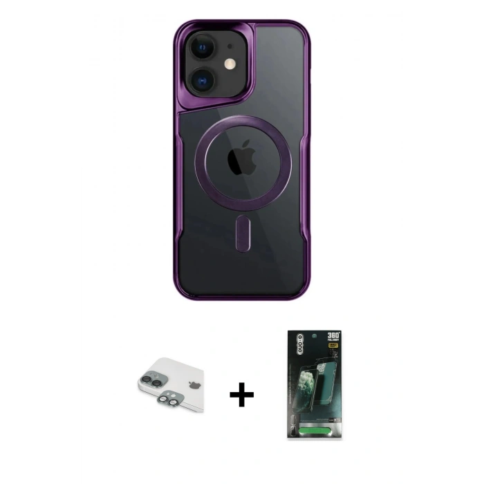 MARSİLYAN™- iPhone 11 Kılıf Yadigar Klasik Özel Seri - Siyah 360 Mat Full Body Arka Koruyucu + Pers Alüminyum Kamera Lens - YL