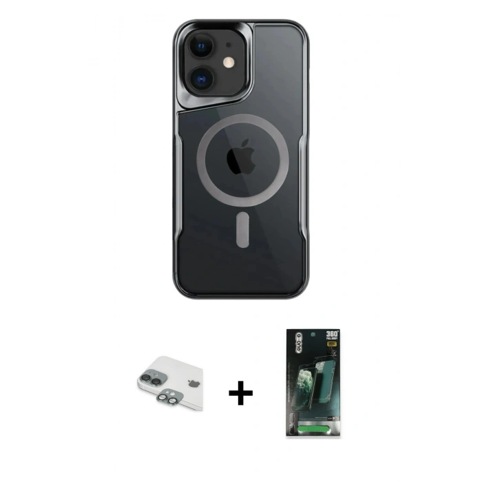MARSİLYAN™- iPhone 11 Kılıf Yadigar Klasik Özel Seri - Siyah 360 Mat Full Body Arka Koruyucu + Pers Alüminyum Kamera Lens - YL