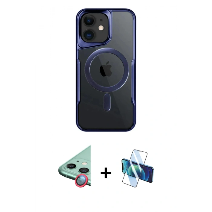 MARSİLYAN™- iPhone 11 Kılıf Yadigar Klasik Özel Seri - Siyah 3D Antistatik Cam Ekran Koruyucu + Raze Metal Kamera Lens - KI