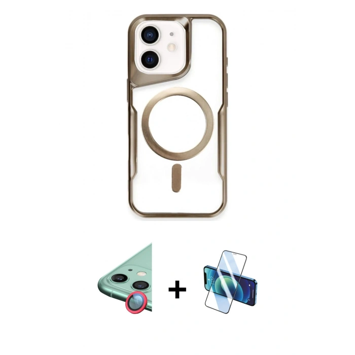 MARSİLYAN™- iPhone 11 Kılıf Yadigar Klasik Özel Seri - Siyah 3D Antistatik Cam Ekran Koruyucu + Raze Metal Kamera Lens - KI