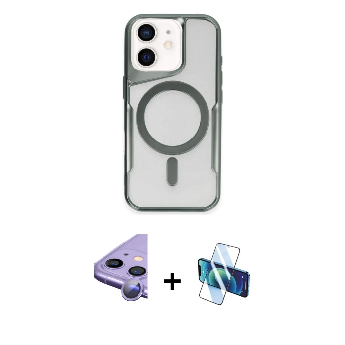 MARSİLYAN™- iPhone 11 Kılıf Yadigar Klasik Özel Seri - Siyah 3D Antistatik Cam Ekran Koruyucu + Raze Metal Kamera Lens - MR