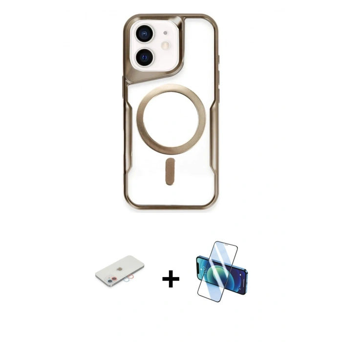 MARSİLYAN™- iPhone 11 Kılıf Yadigar Klasik Özel Seri - Siyah 3D Antistatik Cam Ekran Koruyucu + Renkli Kamera Lens Koruma Cam - PE
