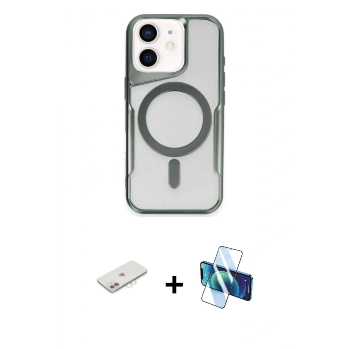 MARSİLYAN™- iPhone 11 Kılıf Yadigar Klasik Özel Seri - Siyah 3D Antistatik Cam Ekran Koruyucu + Renkli Kamera Lens Koruma Cam - PE