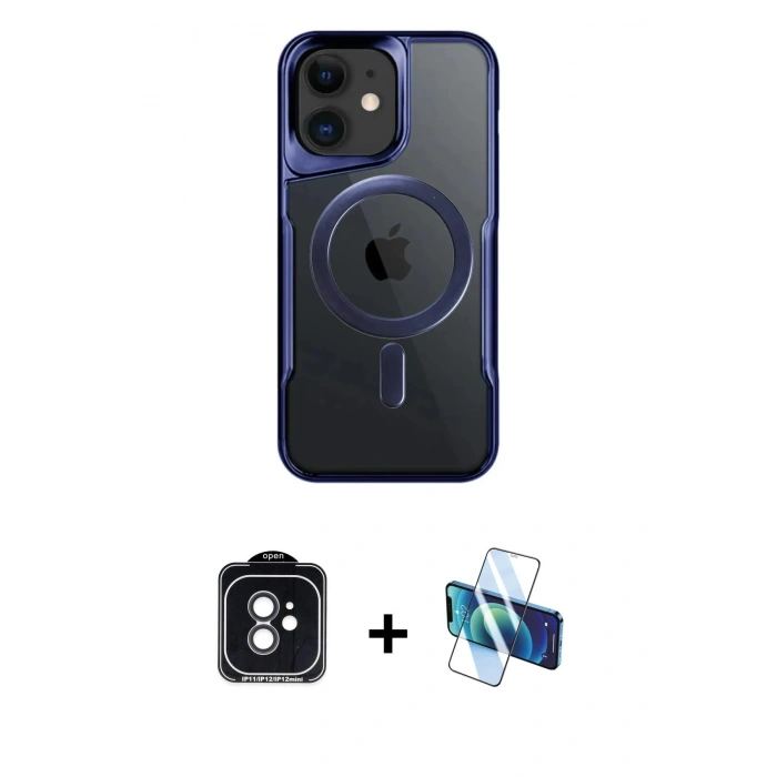 MARSİLYAN™- iPhone 11 Kılıf Yadigar Klasik Özel Seri - Siyah 3D Antistatik Cam Ekran Koruyucu + PVD Metal Kamera Lens - SH
