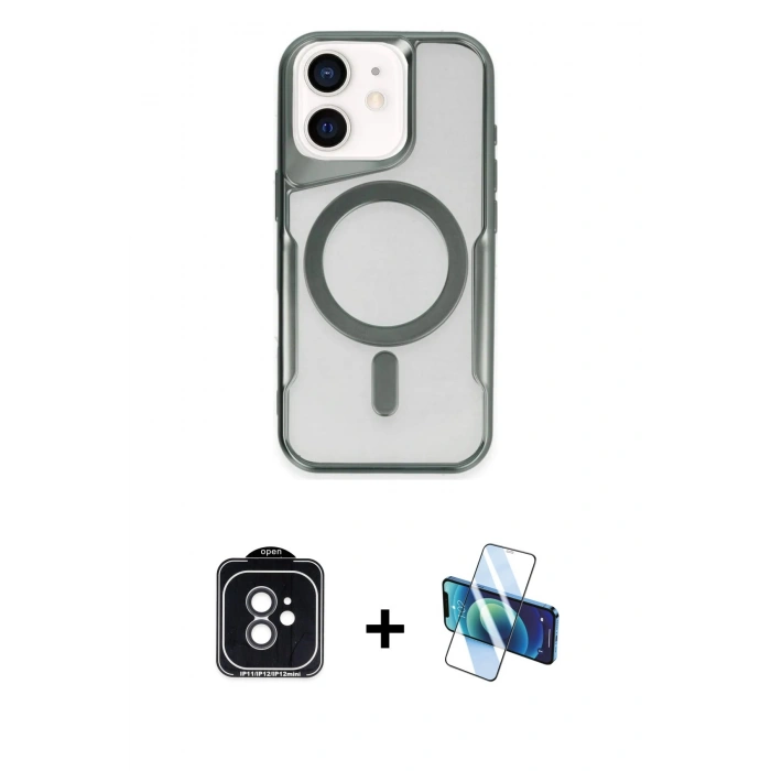 MARSİLYAN™- iPhone 11 Kılıf Yadigar Klasik Özel Seri - Siyah 3D Antistatik Cam Ekran Koruyucu + PVD Metal Kamera Lens - SH