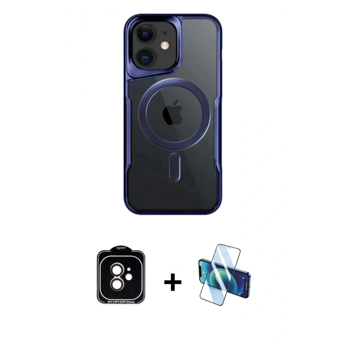 MARSİLYAN™- iPhone 11 Kılıf Yadigar Klasik Özel Seri - Siyah 3D Antistatik Cam Ekran Koruyucu + Turuncu PVD Metal Kamera Lens