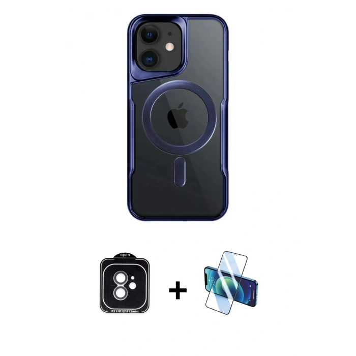MARSİLYAN™- iPhone 11 Kılıf Yadigar Klasik Özel Seri - Siyah 3D Antistatik Cam Ekran Koruyucu + PVD Metal Kamera Lens - YL