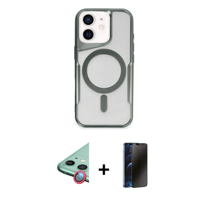 MARSİLYAN™- iPhone 11 Kılıf Yadigar Klasik Özel Seri - Siyah 3D Antistatik Hayalet Cam Ekran Koruyucu + Raze Metal Kamera Lens - KI
