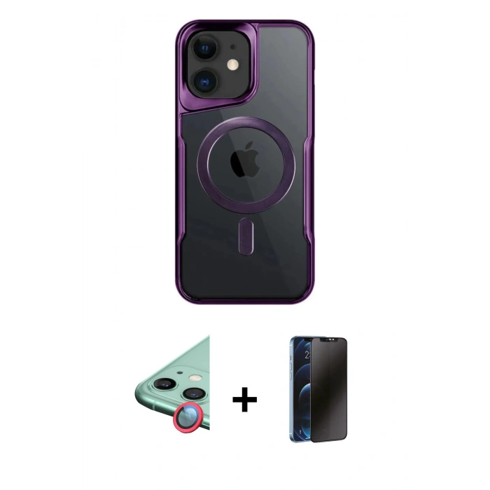 MARSİLYAN™- iPhone 11 Kılıf Yadigar Klasik Özel Seri - Siyah 3D Antistatik Hayalet Cam Ekran Koruyucu + Raze Metal Kamera Lens - KI