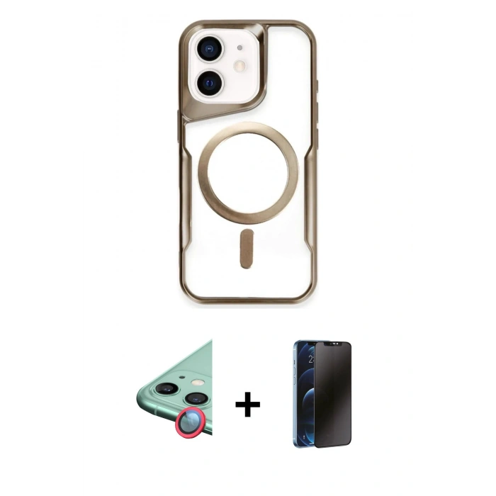 MARSİLYAN™- iPhone 11 Kılıf Yadigar Klasik Özel Seri - Siyah 3D Antistatik Hayalet Cam Ekran Koruyucu + Raze Metal Kamera Lens - KI