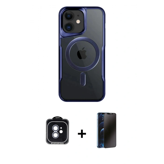 MARSİLYAN™- iPhone 11 Kılıf Yadigar Klasik Özel Seri - Siyah 3D Antistatik Hayalet Cam Ekran Koruyucu + PVD Metal Kamera Lens - MI