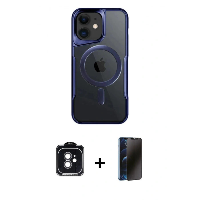 MARSİLYAN™- iPhone 11 Kılıf Yadigar Klasik Özel Seri - Siyah 3D Antistatik Hayalet Cam Ekran Koruyucu + PVD Metal Kamera Lens - SH