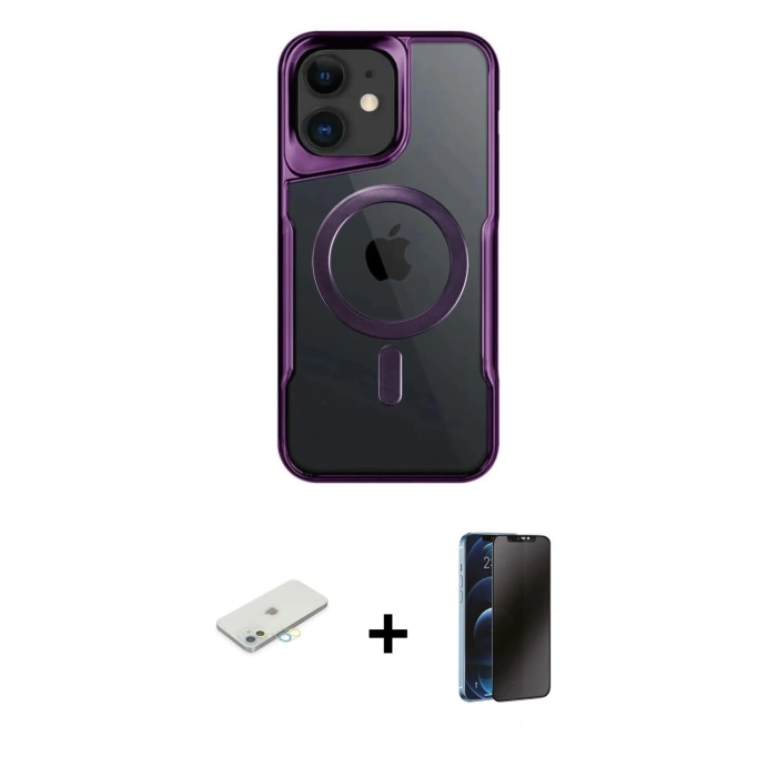 MARSİLYAN™- iPhone 11 Kılıf Yadigar Klasik Özel Seri - Siyah 3D Antistatik Hayalet Cam Ekran Koruyucu + Renkli Kamera Lens Koruma Cam - SI