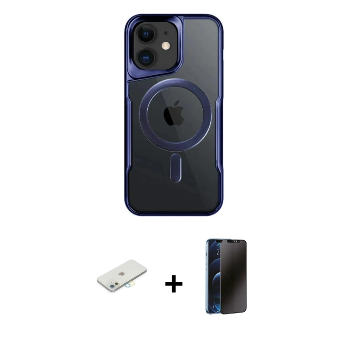 MARSİLYAN™- iPhone 11 Kılıf Yadigar Klasik Özel Seri - Siyah 3D Antistatik Hayalet Cam Ekran Koruyucu + Renkli Kamera Lens Koruma Cam - SI