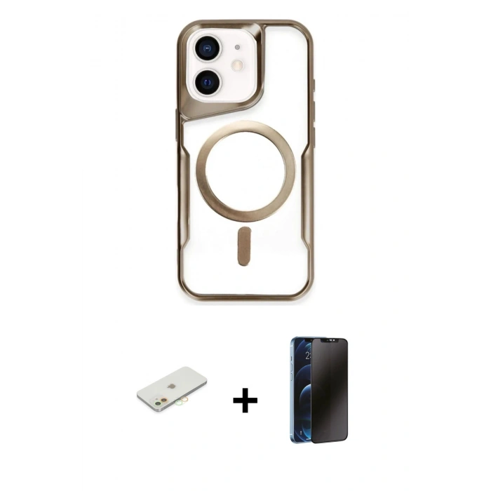 MARSİLYAN™- iPhone 11 Kılıf Yadigar Klasik Özel Seri - Siyah 3D Antistatik Hayalet Cam Ekran Koruyucu + Renkli Kamera Lens Koruma Cam - TU