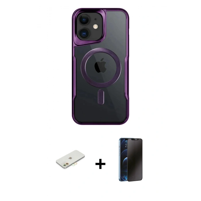 MARSİLYAN™- iPhone 11 Kılıf Yadigar Klasik Özel Seri - Siyah 3D Antistatik Hayalet Cam Ekran Koruyucu + Renkli Kamera Lens Koruma Cam - TU