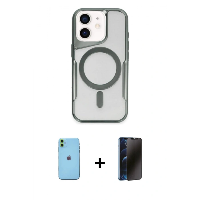 MARSİLYAN™- iPhone 11 Kılıf Yadigar Klasik Özel Seri - Siyah 3D Antistatik Hayalet Cam Ekran Koruyucu + Neon Fosforlu Kamera Lens - YL