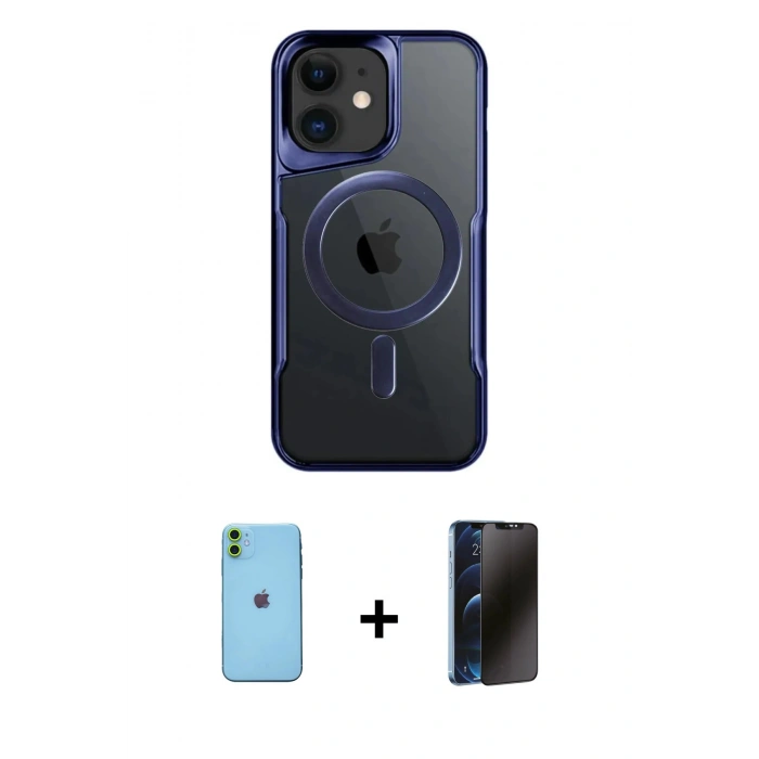 MARSİLYAN™- iPhone 11 Kılıf Yadigar Klasik Özel Seri - Siyah 3D Antistatik Hayalet Cam Ekran Koruyucu + Neon Fosforlu Kamera Lens - YL