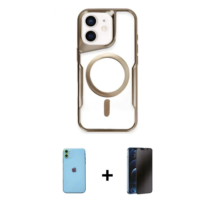 MARSİLYAN™- iPhone 11 Kılıf Yadigar Klasik Özel Seri - Siyah 3D Antistatik Hayalet Cam Ekran Koruyucu + Neon Fosforlu Kamera Lens - YL