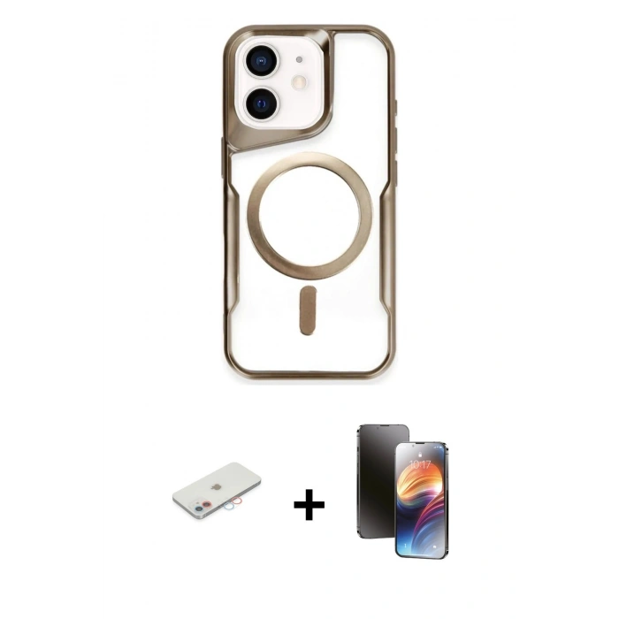 MARSİLYAN™- iPhone 11 Kılıf Yadigar Klasik Özel Seri - Siyah 3D Antistatik Mat Seramik Nano Ekran Koruyucu + Renkli Kamera Lens Koruma Cam - PE