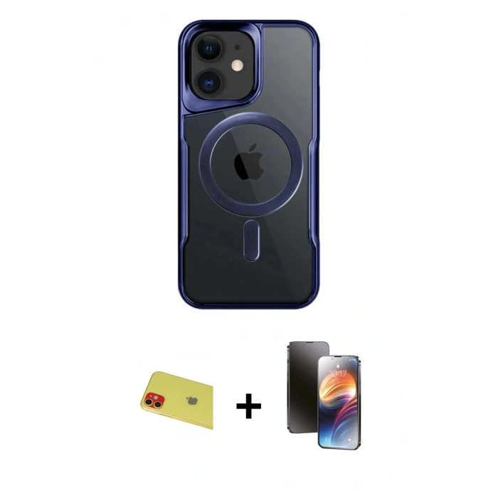 MARSİLYAN™- iPhone 11 Kılıf Yadigar Klasik Özel Seri - Siyah 3D Antistatik Mat Seramik Nano Ekran Koruyucu + Rainbow Kamera Lens Koruma Cam - KI