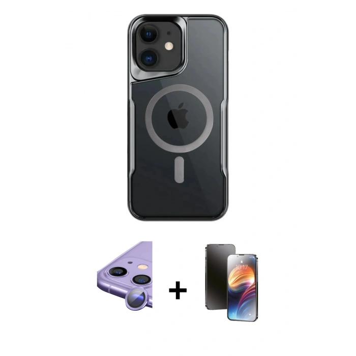 MARSİLYAN™- iPhone 11 Kılıf Yadigar Klasik Özel Seri - Siyah 3D Antistatik Mat Seramik Nano Ekran Koruyucu + Raze Metal Kamera Lens - MR